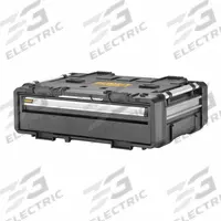 DEWALT Tough System Tool Drawer: 25 3/8 in W x 18 1/2 in D x 5 11/16 in H, Steel, Black (MPN DWST08510). Key specifications — attr1117159: Auto-Latch; attr1117257: DEWALT; attr1117131: Black; attr1124427: Latch; attr1126396: Steel.