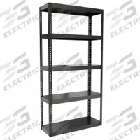 HALLOWELL Boltless Shelving: Standalone, Extra-Heavy-Duty, 48 in x 18 in, 96 in Overall Ht, Steel (MPN HCR481896-5ME). Key specifications — Finish: Powder Coated; Maximum Post Load Capacity: 6,000 lb with Beams Evenly Spaced at 21 in; Decking Material: Steel; Color: Black; Beam Profile: Angle; Brand: HALLOWELL; Side Panel: Open.