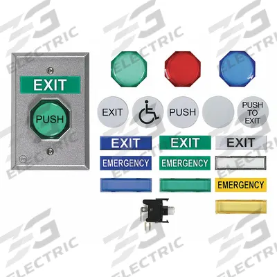 SAFETY TECHNOLOGY INTERNATIONAL Exit Push Button: 4 13/16 in Ht, 2 3/16 in Dp, 3 1/4 in Wd - Push-to-Exit Buttons