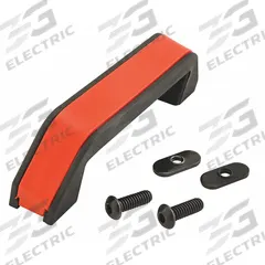 Offset Plastic Handle: 10 Series/15 Series, Inch, Nylon, Black/Orange, Slide-In (MPN 2079). Key specifications — Mounting Type: Slide-In; Color: Black; Orange; Includes Fasteners: Yes; Brand: 80/20; Finish: Matte; Material: Nylon.