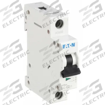 EATON Supplementary Protector: 2 A Amps, 48V DC, 15kA at 277V AC, Lug, FAZ, 277/480V AC - C-Curve, 1-Pole UL1077 DIN Rail-Mount Supplementary Protectors