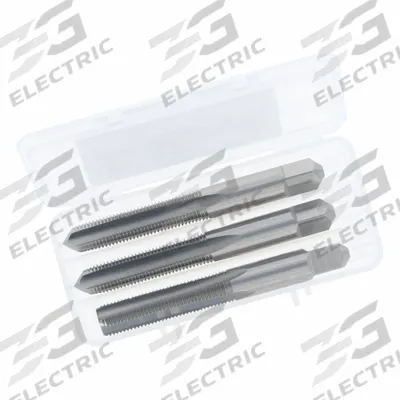 CLE-LINE Tap Kit: 3/8"-24 UNF, H3 / 3B, 4 Flute, High Speed Steel (MPN C62052) - Three-Piece Hand Tap Sets
