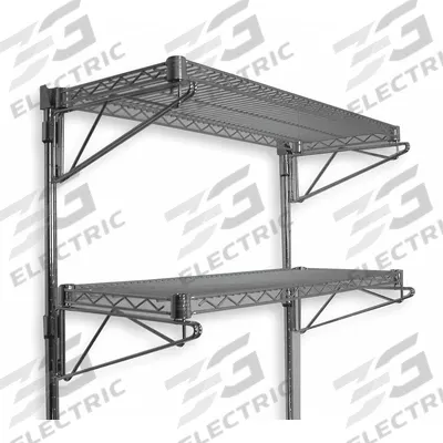 APPROVED VENDOR Wire Wall Shelf: 24 in x 14 in, 2 Shelves, 125 lb Load Capacity per Shelf - Adjustable-Height Steel Wire Wall-Mount Shelving