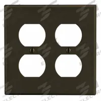 HUBBELL Wall Plate: Duplex Outlet, 2 Gang, Brown, Midsize Size (MPN PJ82). Key specifications — Brand: HUBBELL; Material: Polycarbonate.