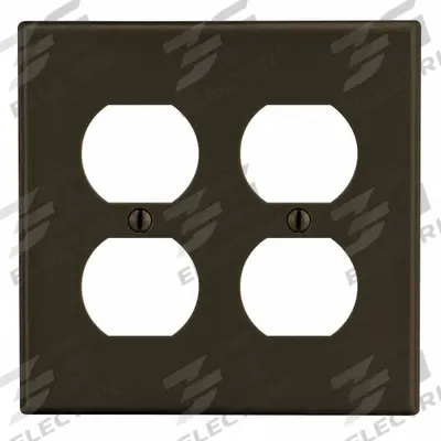 HUBBELL Wall Plate: Duplex Outlet, 2 Gang, Brown - General Purpose Wall Plates