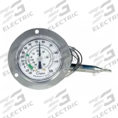COOPER Cap Back: -40°F to 60°F /-40°C to 15.6°C, ±2°F/1°C @ 10 to 40°F/-12 to 4.5°C - General Purpose Panel Mount Dial Thermometers