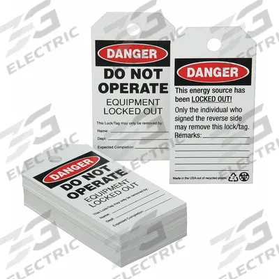 ABILITY ONE Lockout Tag: Danger, Danger Do Not Operate, Dept/Expected Completion/Name/Remarks - Safety