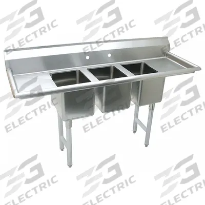 ADVANCE TABCO Scullery Sink: 3 Bowls, 42 1/2 in Overall Ht, 58 in Overall Lg - Three-Bowl Freestanding Kitchen & Bar Sinks without Faucets