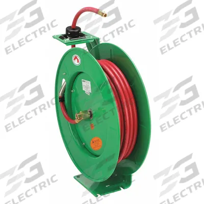 SPEEDAIRE Spring Return Hose Reel: 50 ft (3/8 in I.D.), 3/8 in MNPT, 300 psi Max Op Pressure - Standard Air or Water Spring-Return Hose Reels