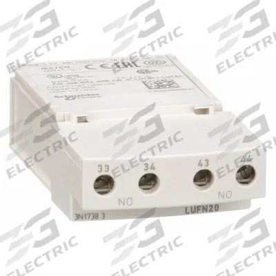 SCHNEIDER Auxiliary Contact: 2NO, 5 A Max Current (AC), Front Mount - Schneider Electric Auxiliary Contacts