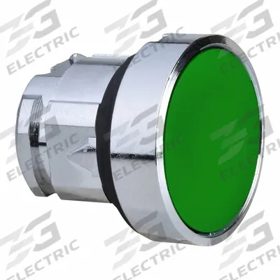 SCHNEIDER Flush Push Button: Green, 22 mm Mounting Size, Metallic - Flush-Mount & Recessed Push-Button Operators