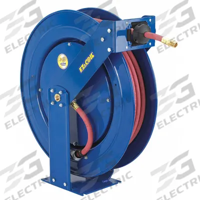 COXREELS Spring Return Hose Reel: 50 ft (3/8 in I.D.), 3/8 in MNPT, 300 psi Max Op Pressure - Truck-Mount Controlled-Retraction Air or Water Spring-Return Hose Reels