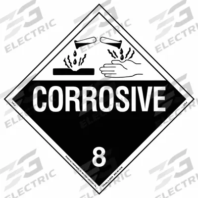 LABELMASTER Container Placard: Corrosive, 10 3/4 in x 10 3/4 in, 10 3/4 in Label Ht - Class 8: Corrosive