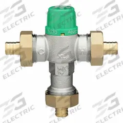 WILKINS Thermostatic Mixing Valve: 1/2 in Inlet Connection Size, 1/2 in Outlet Connection Size (MPN 12-ZW1070XLPEX). Key specifications — attr1037830: Strainers; attr1037827: WILKINS.