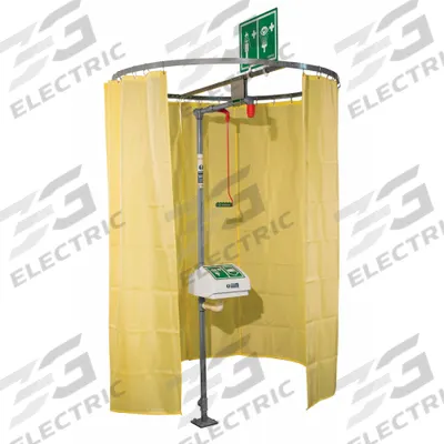 HUGHES Privacy Curtain: For Use With Safety Shower, Yellow - Shower Curtains & Enclosures