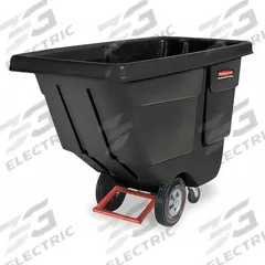 RUBBERMAID COMMERCIAL PRODUCTS Tilt Truck: 27 cu ft, 850 lb, 72 1/4 in L x 33 1/2 in W x 43 3/4 in H (MPN FG131400BLA). Key specifications — Color: Black; Brand: RUBBERMAID COMMERCIAL PRODUCTS; Caster/Wheel Configuration: (2) Axle-Mounted.