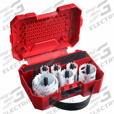 MILWAUKEE Hole Saw Kit: 12 Pieces, 1 5/8 in Max. Cutting Dp, Carbide Tipped - Multi-Material-Cutting Hole Saw Kits
