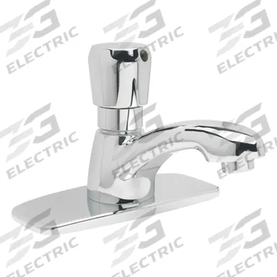 ZURN Low Arc Bathroom Faucet: AquaSpec, Single-Post, Brass, Chrome Finish, 1 gpm Flow Rate - Single-Post Push-Button Metering Bathroom Faucets
