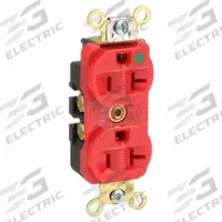 HUBBELL Receptacle: Hospital Grade Fed. Spec., Duplex, 5-20R, Red, 125V AC, 20 A, 2 Pole / 3 Wire (MPN HBL8300ILR)