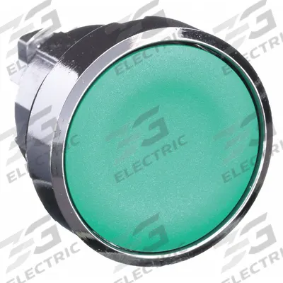 SCHNEIDER Flush Push Button: Green, 22 mm Mounting Size, Metallic - Flush-Mount & Recessed Push-Button Operators