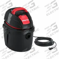 SHOP-VAC Shop Vacuum: 2 1/2 gal Tank Size, Plastic, 1 1/4 in Vacuum Hose Dia, 4 ft Hose Lg, Wet/Dry (MPN 9303511). Key specifications — Tank Material: Plastic; Vacuum Pickup Type: Wet/Dry; Brand: SHOP-VAC.