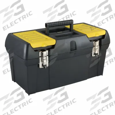 STANLEY Tool Box: 19 3/16 in W 10 3/16 in D 9 13/16 in H, Plastic, Black, Hinged Lid - Plastic Tool Boxes