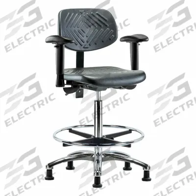 APPROVED VENDOR Ergonomic Chair: Polyurethane, Arms Included, Ht Range 24 1/2 in to 34 3/4 in - Polyurethane Lab Chairs