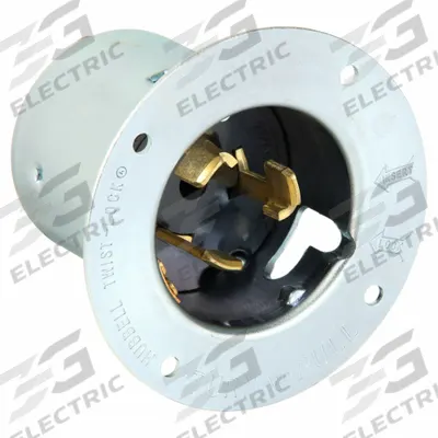HUBBELL Locking Inlet: Non-NEMA, Silver, 250V AC, 50 A, 3 Pole - General Purpose Inlets