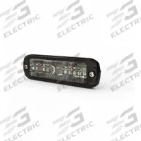 ECCO LED Directional Warrning Light: Perimeter Flashing Warning Light, Amber/Blue, 3/8 in Overall Wd (MPN ED3802AB-WWG). Key specifications — Operating Voltage: 12-24V DC; Number of Flash Patterns: 69; Includes: Mounting Hardware; Electrical Connection: Blunt Cut Wires; Mount Type: Bolt; Brand: ECCO; Shape: Rectangular.