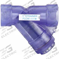 HAYWARD Y Strainer: 3/4 in, NPT, Mesh, 0.0313 in Screen Size, PVC, FPM, 3 3/4 in Ht, 4 1/8 in Lg (MPN YS00075T). Key specifications — Brand: HAYWARD; Seal Material: FPM; Manufacturer Part Number: YS00075T; Screen Material: PVC.