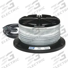 ECCO Beacon Light: Flashing Beacon, Amber, 3 1/8 in Overall Ht, LED, 12-36V DC (MPN 7460CA-VM). Key specifications — Operating Voltage: 12-36V DC; Number of Flash Patterns: 8; Includes: 15 ft Cord with On/Off Switch; Electrical Connection: Plug; Mount Type: Suction; Brand: ECCO; Shape: Round; Lighting SAE Class Rating: SAE Class 2.