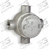 Conduit Outlet Body: Aluminum, GE, 1 in Trade Size, X Body, 19 cu in Body Capacity (MPN GECXT-3). Key specifications — Series: For Standard Body; Compatible Conduit Trade Size: 1 in; Thread Gender: Female; Hub Style: Threaded; Cover Included: Yes; Body Style: X; Connection Type: Threaded; Back Type: Flat.