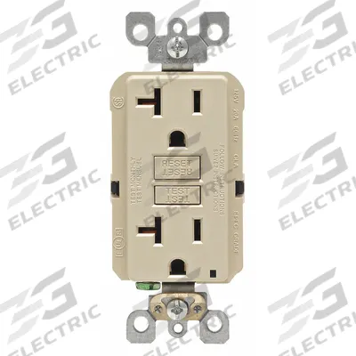 LEVITON GFI Receptacle: Decorator Duplex, 5-20, Ivory, GFCI, 125V AC, 20 A - General Purpose Receptacles