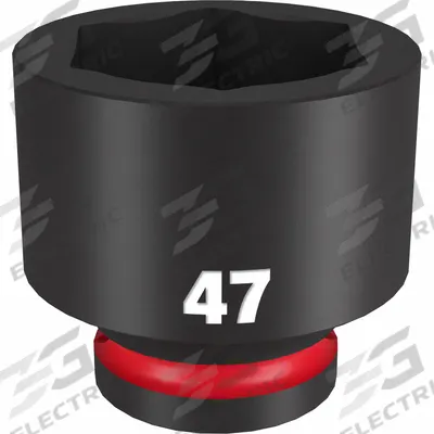 MILWAUKEE Standard Impact Socket: 3/4 in Drive Size, Metric, 47 mm Socket Size, 6-Point - 3/4" Drive Impact Sockets
