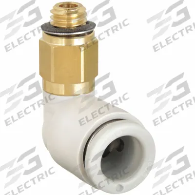 SMC Push-Fit Elbow Fitting: 6 mm OD x 6 mm Pipe Size, Push-to-Connect x Metric - Polybutylene & Brass Tube Fittings