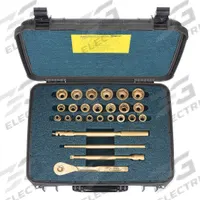 AMPCO Socket Wrench Set: Non-Magnetic/Non-Sparking, 1/2 in Drive Size, 26 Pieces, (22) 6-Point (MPN W-260M). Key specifications — attr1204505: AMPCO; attr1204509: (22) 6-Point; attr1204515: Non-Sparking; attr1206531: 10 mm to 32 mm; attr1206532: 10 in Pear Head Ratchet; attr1227478: 1/2 in.