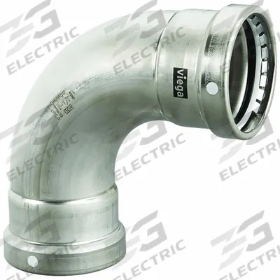 VIEGA MEGAPRESS Crimp Elbow Fitting: 4 in Pipe x 4 in Pipe Size, Press-fit x Press-fit - Stainless Steel Press Fittings