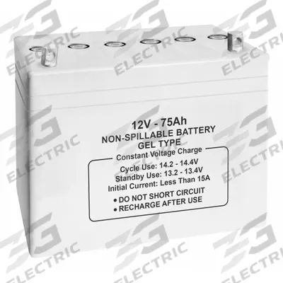 APPROVED VENDOR Sealed Lead Acid Battery: 12V DC, 75 Ah Capacity, 8.05 in Ht, 6.79 in Wd - Gel Sealed Lead Acid Batteries