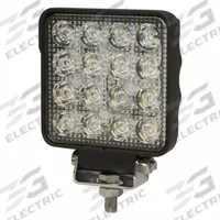 ECCO Vehicle Work Light: Square, Flood, LED, Bolt, Pigtail, Universal, Surface Mount, Black (MPN EW2421). Key specifications — Housing Color: Black; Brand: ECCO; Mount Type: Bolt; Electrical Connection: Pigtail; Installation Type: Permanent.