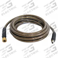 Cold Water Hose: 3/8 in ID, 50 ft Lg, Polyurethane, Brown, 3/8 in x 3/8 in Fitting Size, 4,500 psi (MPN 41028). Key specifications — Hose Cover Material: Polyurethane; Fitting Type: M Quick Disconnect x F Quick Disconnect; Hose Color: Brown; Hose Configuration: Coupled Assembly; Brand: SIMPSON.