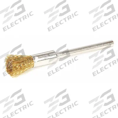 WEILER Miniature End Brush: Crimped Brass, 1/4 in Dia, 0.005 in Fill Dia - Nonsparking Light-Cleaning Brushes for Soft Metals