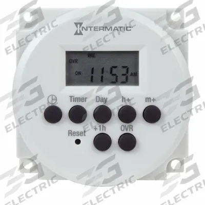 INTERMATIC Electronic Timer: 24 hr, SPDT, 24V AC, 20 Events Available - DIN Rail-Mounted Digital Timer Switches
