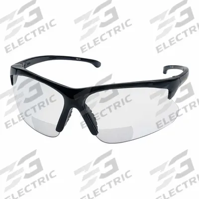 KLEENGUARD Reader Safety Glasses: Clear Lens Color, Wraparound Frame, Hard Coat, Bottom - Padded Comfort-Fit Reader Safety Glasses
