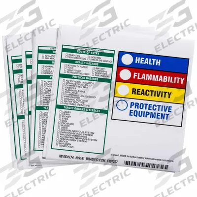 BRADY HMIG Label: 6 in Ht, 6 in Wd, Paper, Adhesive, 6 in x 6 in - Safety