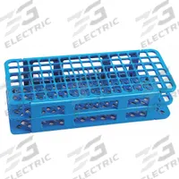 Tube Rack: 4 1/4 in Overall Wd, 2 1/2 in Overall Ht, 9 3/4 in Overall Lg, Polypropylene, Blue (MPN 225645-0002). Key specifications — Material: Polypropylene; Mounting Location: Benchtop; Color: Blue; Product Type: Test Tube Rack; Total Holding Capacity: (90) Tubes; Brand: DYNALON.