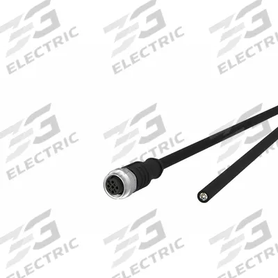 METZ CONNECT Sensor Cable: M12 Male Straight X Free End, 5 Pins, Black, PUR, 5 m Cable Lg - Single-Ended Cordsets with PUR Jacket for Twisting Applications
