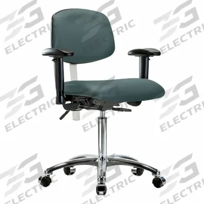 APPROVED VENDOR Cleanroom Task Chair: Vinyl, Arms Included, Ht Range 21 1/2 in to 29 in - Vinyl Cleanroom Chairs