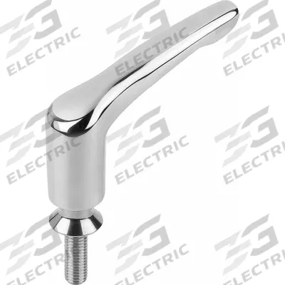 KIPP Adjustable Handle: SS, M12 Thread, 40 mm Thread Lg - Hygienic Adjustable Tension Levers with Threaded Stud for USIT Washers