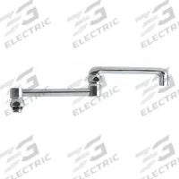 CHICAGO FAUCETS Spout: Spout, Double-Joint, Double Jointed/Swivel Spout, Brass, Polished Chrome (MPN DJ13E35JKABCP). Key specifications — Includes: Mounting Hardware; Product Type: Spout; Spout Style: Double Jointed/Swivel; Body Material: Brass; Color/Finish: Polished Chrome; Brand: CHICAGO FAUCETS.