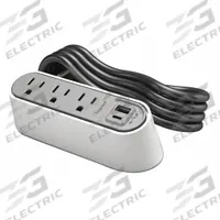 LEGRAND Furniture Power Outlet: 3 Outlets, 6 ft Cord Lg, White, 5-15R, 6 in Wd, Surface Mounting (MPN WSPC320CWH). Key specifications — Shape: Rectangular; Brand: LEGRAND; USB Connectors Included: Type A; Mounting Style: Surface.
